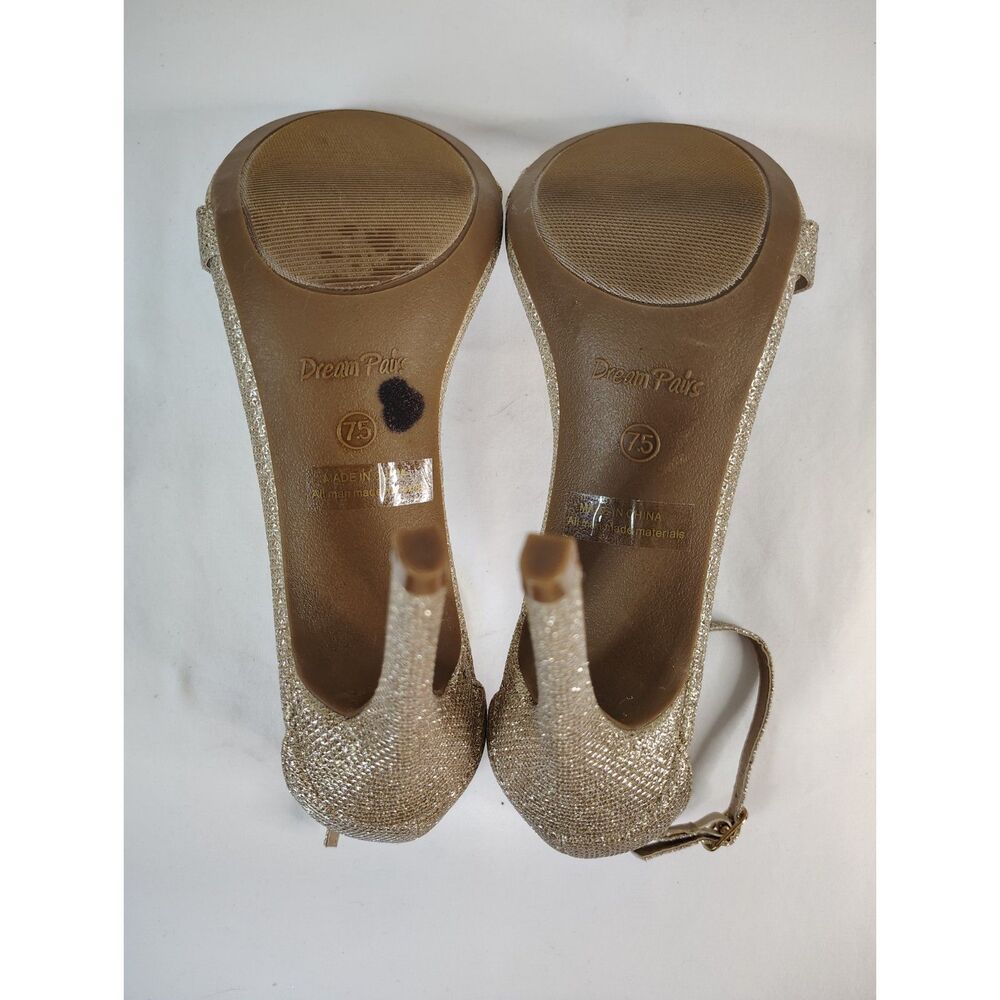 Dream Pairs Gold Glitter Ankle Strap High Heel Dress Shoes Womens Size 7.5 - Picture 8 of 8